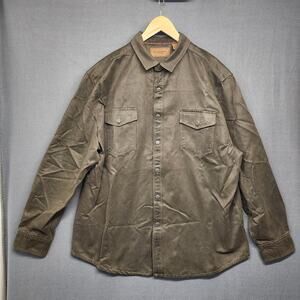 Clearwater Outfitters Shirt Mens XL Olive Green Faux Microsuede Snap Yellowstone